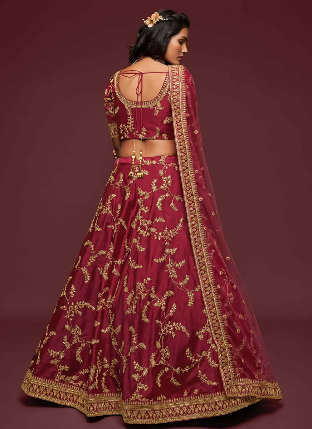 Adorable Maroon Sequins Work Lehenga For Engagement