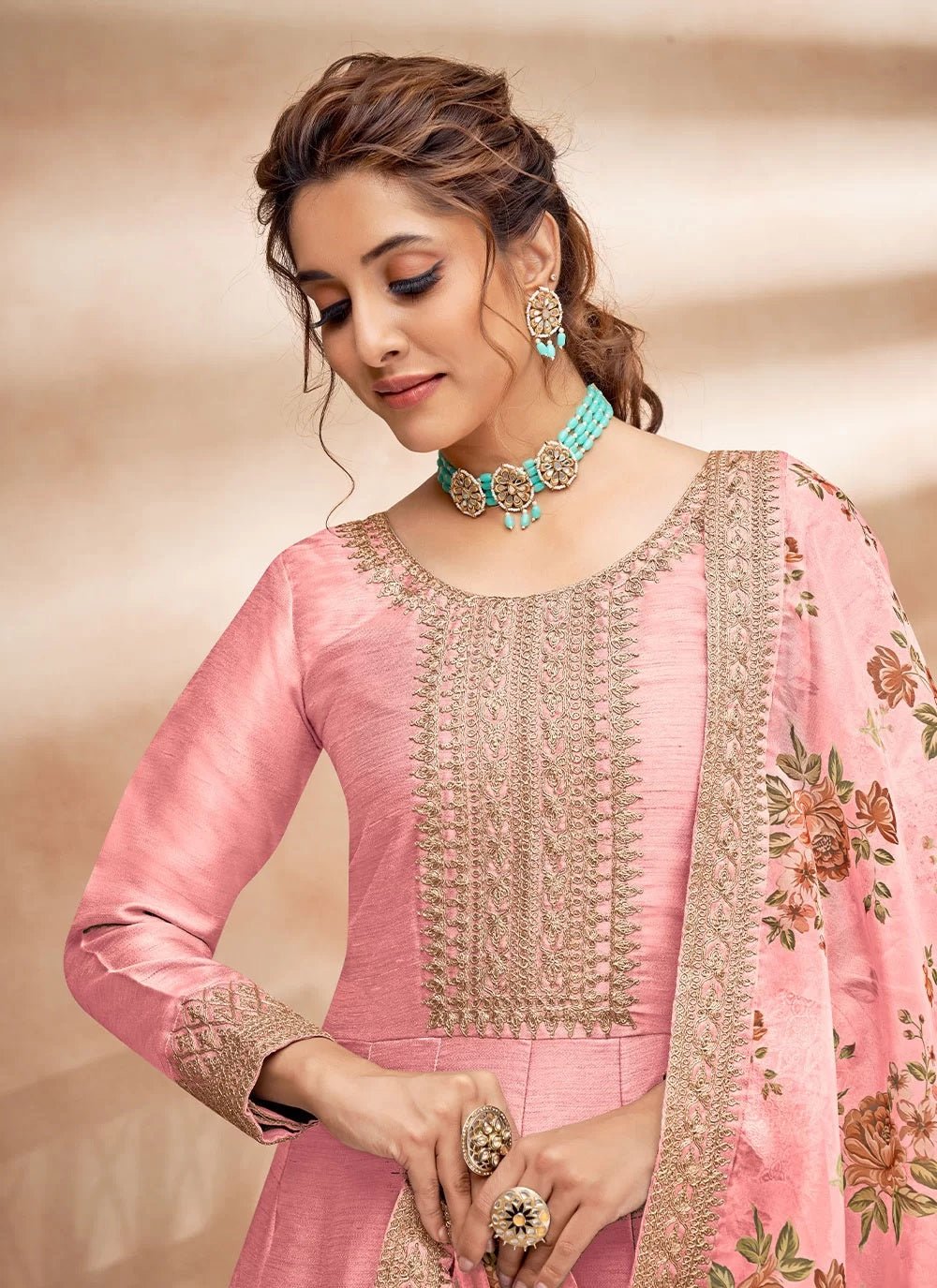 Adorable Pink Designer Art Silk Wedding Special Anarkali Suit