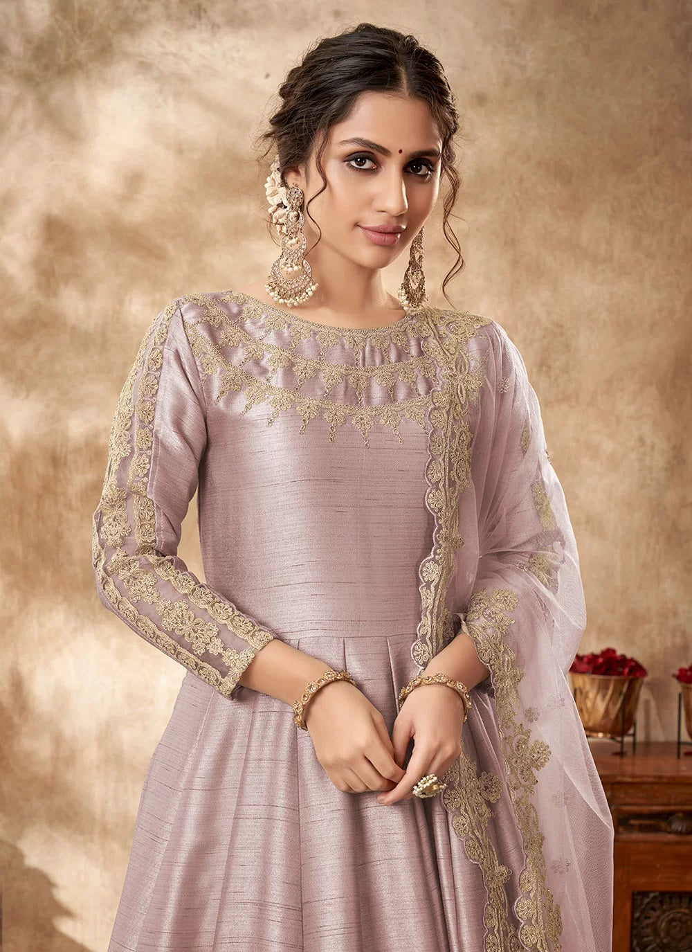 Art Silk Embroidery Anarkali Suit Design - Main Image