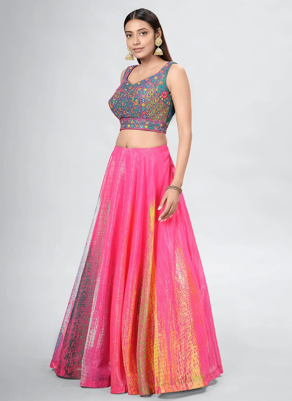 Art Silk Hand Work Reception Lehenga Choli