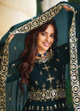 Awesome Embroidered Georgette Anarkali Suit in Teal Blue