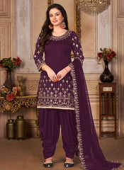 Awesome Real Mirror And Embroidered Work Patiyala Suit