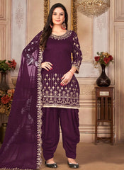 Awesome Real Mirror And Embroidered Work Patiyala Suit
