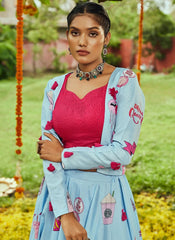 girl printed Party Wear Lehenga With Jacket