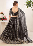 Black Color Faux Georgette Lehenga Choli For Women