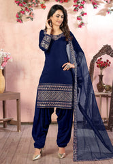 Blue Art Silk Designer Punjabi Suit