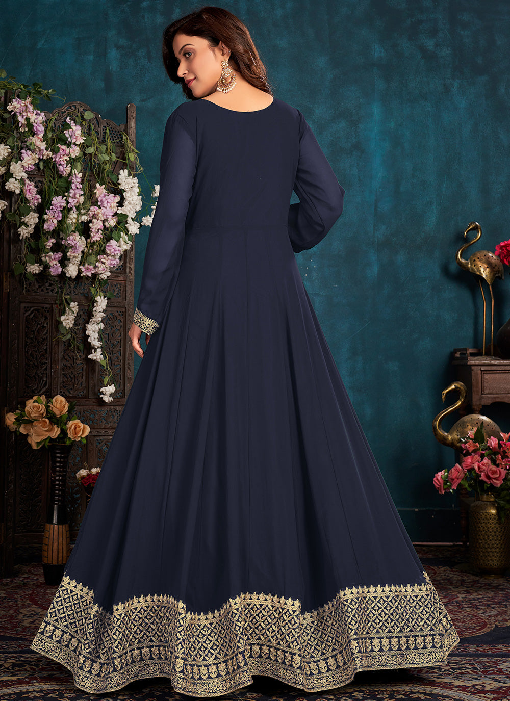 Blue Zari embroidered Anarkali Suit