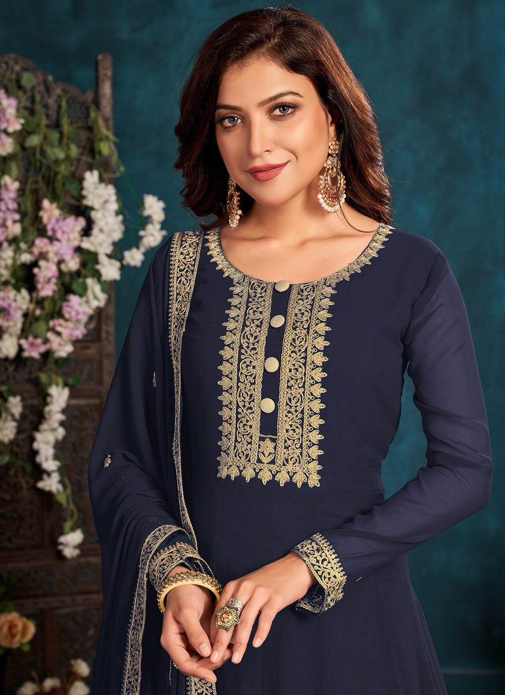 Blue Zari embroidered Anarkali Suit