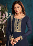 Blue Zari embroidered Anarkali Suit