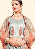 grey and pink lehenga