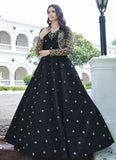 Cotton Black Thread Sequince Anarkali Gown With Koti