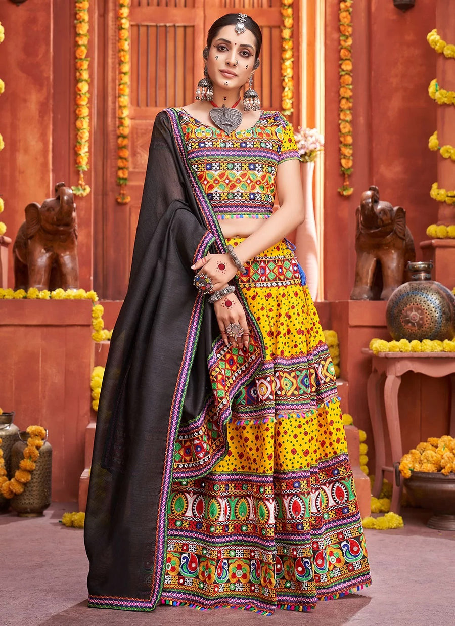 Cotton Silk Navratri Special Gamthi Work Chaniya Choli