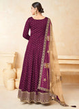 Designer Magenta Taffeta Heavy Embroidered Anarkali Suit