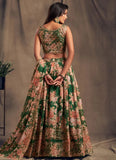 Digital Printed Organza Based Lehenga In Green