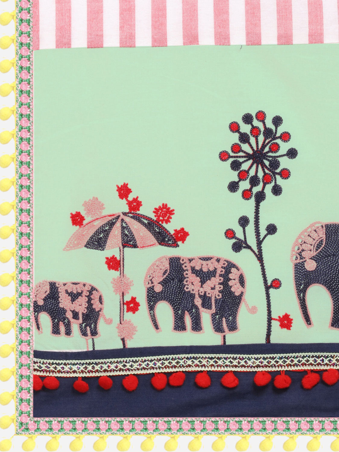 Elephant Off White Embroidered Panel Khadi Festive Dupatta
