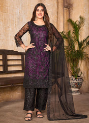 Embroidered Net Pakistani Suit With Embroidered Pant
