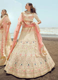 Embroidered White Georgette Bridal Lehenga