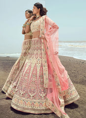 Exclusive Net Embroidered Embroidered Wedding Lehenga In White