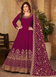 Faux Georgette Maroon Color Anarkali Suit