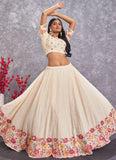 Georgette Embroidery and Mirror Work Girlys Lehenga