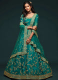 Green Heavy Zari and Sequins Embroidery Work Lehenga