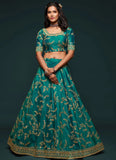 Green Heavy Zari and Sequins Embroidery Work Lehenga