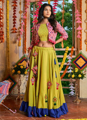 navratri special patch work lehengas in green