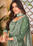 Green Resham Embroidered Palazzo Salwar Suit