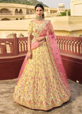 Haldi Special Yellow Zari And Stone Work Organza Lehenga