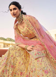 Haldi Special Yellow Zari And Stone Work Organza Lehenga