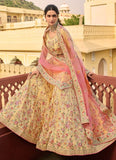 Haldi Special Yellow Zari And Stone Work Organza Lehenga