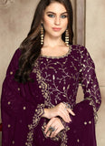 Latest Purple Color Heavy Embroidered Georgette Dress