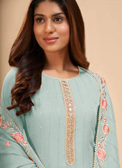 Light Blue Georgette Festival Wear Pakistani Suit