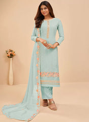 Light Blue Georgette Festival Wear Pakistani Suit