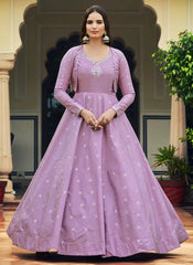 Light Purple Cotton Anarkali Dress Style Gown
