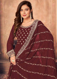 Maroon Color Faux Georgette Anarkali Suit