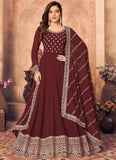Maroon Color Faux Georgette Anarkali Suit