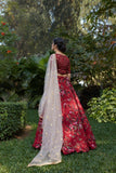 Maroon Print And Foil Work Silk Crepe Lehenga