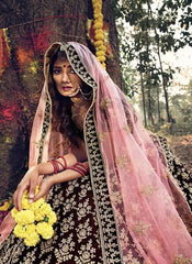 Maroon Stone Work Designer Lehenga