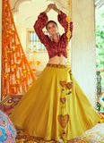 Navratri Special Mustard Crop Top Lehenga