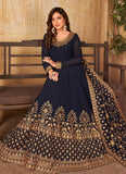 Navy Blue Embroidered Anarkali Suit