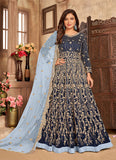 Navy Blue Heavy Embroidered Velvet Premium Anarkali Suit