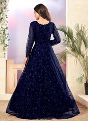Navy Blue Net Suits For Ladies