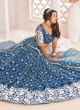 Net Thread and Embroidery Work Morpeach Lehenga Choli