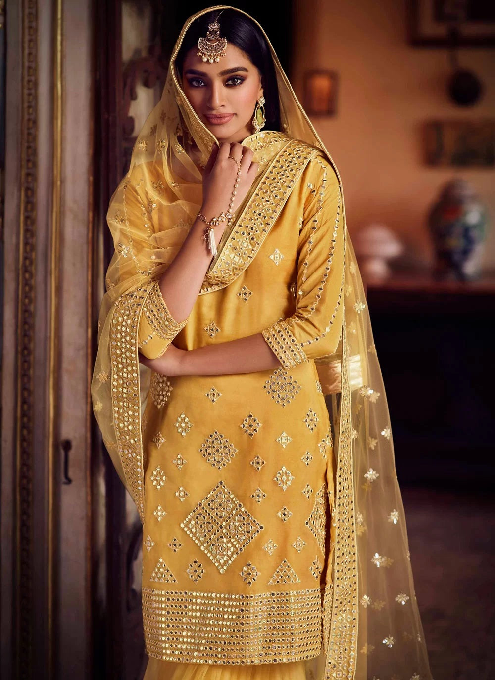 Sharara Suit in Yellow