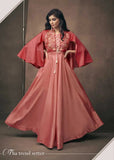 Peach Color Satin Silk Gown