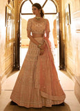 Peach Gota And Stone Work Crepe Lehenga