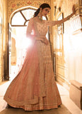 Peach Gota And Stone Work Crepe Lehenga