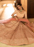 Peach Gota And Stone Work Crepe Lehenga