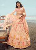 Peach Wedding Lehenga Choli With Gota And Zarkan Work